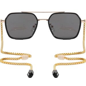 NWT Loom&Pearl Black Gold Chain Armless Glasses